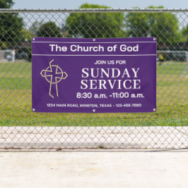 Paarse zondagse kerkbanner met uw logo spandoek