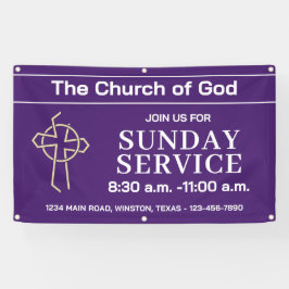 Paarse zondagse kerkbanner met uw logo spandoek