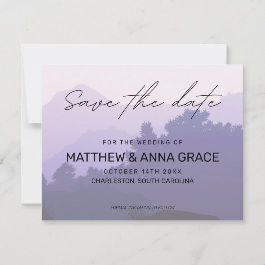 Paarse zondagsreis save the date (Voorkant)