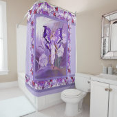 Paarse zonnebank douchegordijn (In situ)