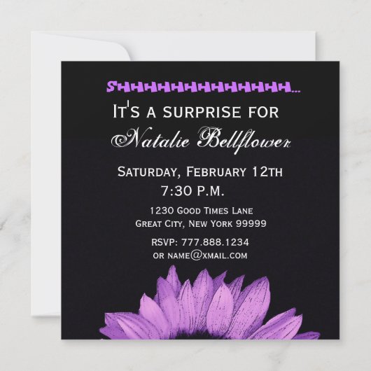 Paarse Zonnebloem 30e Verrassing Verjaardag Sjablo Kaart (Achterkant)