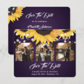 Paarse Zonnebloem 3 foto Bewaar de Datumkaarten Save The Date (Voorkant / Achterkant)