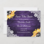 Paarse zonnebloem Eucalyptus Hearts Weddenschap Aankondiging (Achterkant)