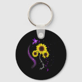 Paarse zonnebloem fibromyalgie bewustzijn sleutelhanger (Voorkant)