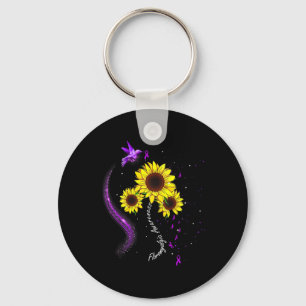 Paarse zonnebloem fibromyalgie bewustzijn sleutelhanger