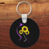 Paarse zonnebloem fibromyalgie bewustzijn sleutelhanger (Voorkant)