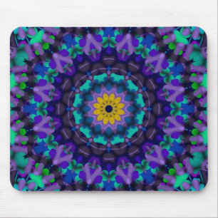Paarse zonnebloem Geometrische kunst Mousepad Muismat