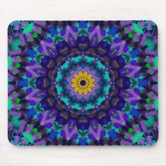 Paarse zonnebloem Geometrische kunst Mousepad Muismat (Voorkant)