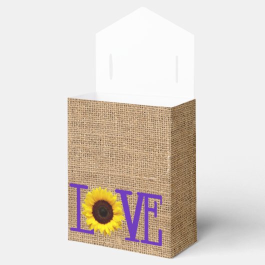 Paarse Zonnebloem Land Burlap Vrijgezellenfeest Bedankdoosjes (Geopend)