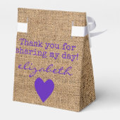 Paarse Zonnebloem Land Burlap Vrijgezellenfeest Bedankdoosjes (Achterkant)