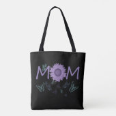Paarse Zonnebloem MOM | Waterverf Butterflies Tas (Achterkant)