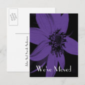 Paarse Zonnebloem Nieuw Adres Floral Art Briefkaar Aankondigingskaart (Voorkant / Achterkant)