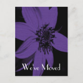 Paarse Zonnebloem Nieuw Adres Floral Art Briefkaar Aankondigingskaart (Voorkant)