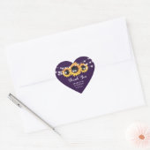 Paarse Zonnebloem Rustieke Country Wedding Dank u Hart Sticker (Envelop)