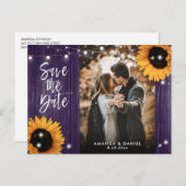 Paarse Zonnebloem sparen de Datum Foto Briefkaart (Voorkant / Achterkant)