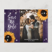 Paarse Zonnebloem sparen de Datum Foto Briefkaart (Voorkant)