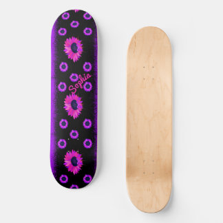 Paarse zonnebloem, speciaal gepersonaliseerd persoonlijk skateboard