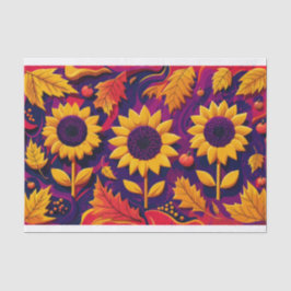 Paarse Zonnebloem Trio, Folky Flowers voor Herfst Tissuepapier