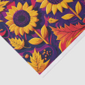 Paarse Zonnebloem Trio, Folky Flowers voor Herfst Tissuepapier (Detail)