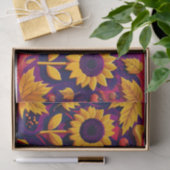 Paarse Zonnebloem Trio, Folky Flowers voor Herfst Tissuepapier (Geschenk)