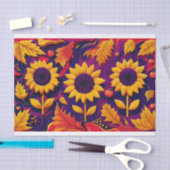 Paarse Zonnebloem Trio, Folky Flowers voor Herfst Tissuepapier (Craft)