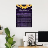 Paarse Zonnebloem Trouw Stoelenplattegrond 12 Poster (Thuiskantoor)