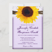 Paarse zonnebloem - trouwe country Wedding Invites Kaart
