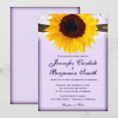 Paarse zonnebloem - trouwe country Wedding Invites Kaart (Voorkant / Achterkant)