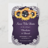 Paarse Zonnebloem Weddenschap Save The Date (Voorkant)