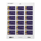 Paarse Zonnebloem Wedding Return Adres Etiket (Full Sheet)