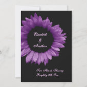 Paarse Zonnebloem Wedding Ver 002 Kaart (Achterkant)