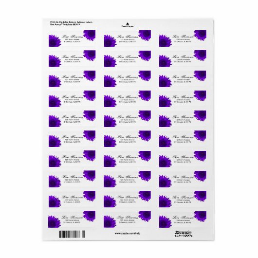 Paarse zonnebloemen — Adres label (Full Sheet)