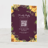 Paarse zonnebloemen in een metselpot met QR-code b (Achterkant)