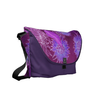 Paarse zonnebloemen messenger bag