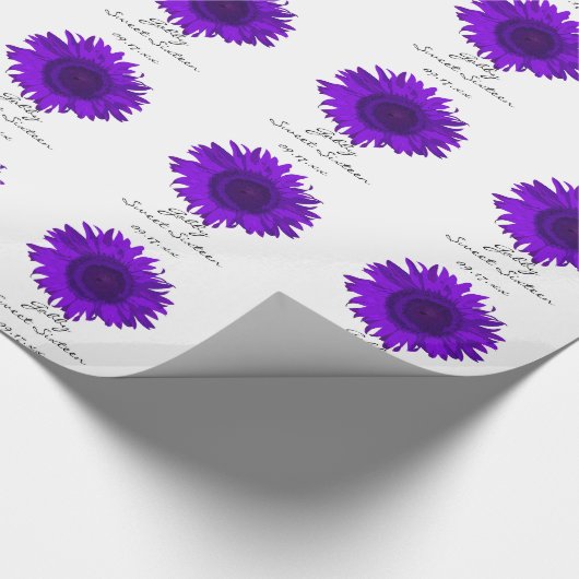 Paarse zonnebloemen Zoet 16 Birthday Cadeaupapier (Hoek)