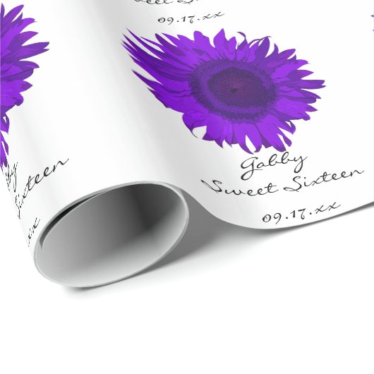 Paarse zonnebloemen Zoet 16 Birthday Cadeaupapier (Rol Hoek)