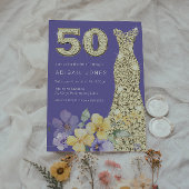 Paarse & Zonneschijn Gouden Gown 50ste Verjaardags Kaart