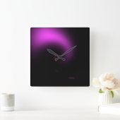 Paarse zonnestralen vierkante klok (Huis)