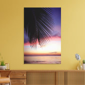 Paarse zonnevlakte Tropische palmboom Silhouette Canvas Afdruk (Insitu (Woonkamer))