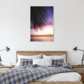Paarse zonnevlakte Tropische palmboom Silhouette Canvas Afdruk (Insitu (Slaapkamer))