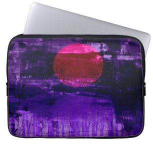 Paarse zonsondergang Abstract schilderen 3 Laptop Sleeve