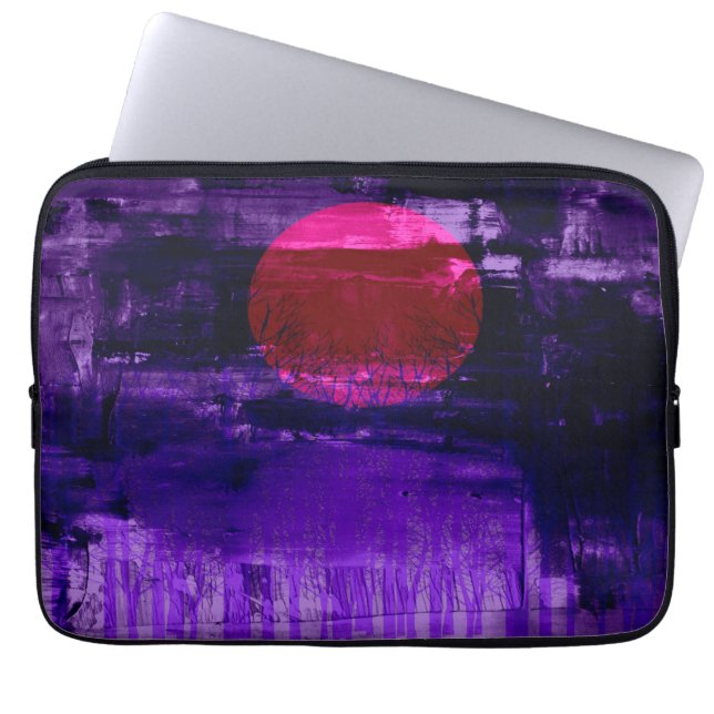 Paarse zonsondergang | Abstract schilderen 3 Laptop Sleeve (Voorkant)