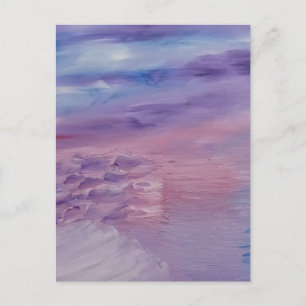 Paarse Zonsondergang Blauw Roze Kleurrijke Abstrac Briefkaart