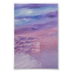Paarse Zonsondergang Blauw Roze Kleurrijke Abstrac Foto Afdruk