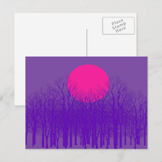 Paarse zonsondergang briefkaarten (Voorkant / Achterkant)