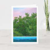 Paarse zonsondergang door bomen kaart (Voorkant)