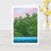 Paarse zonsondergang door bomen kaart (Gele Bloem)