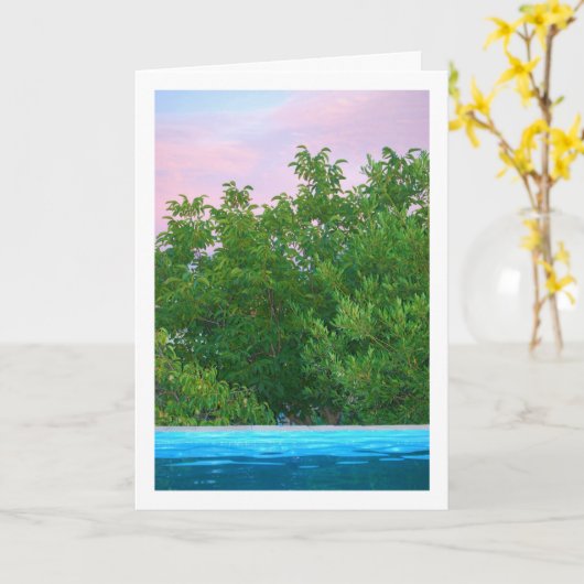 Paarse zonsondergang door bomen kaart (Gele Bloem)