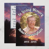 Paarse Zonsondergang en Bomen Foto Lieve Herinneri Kaart (Voorkant / Achterkant)