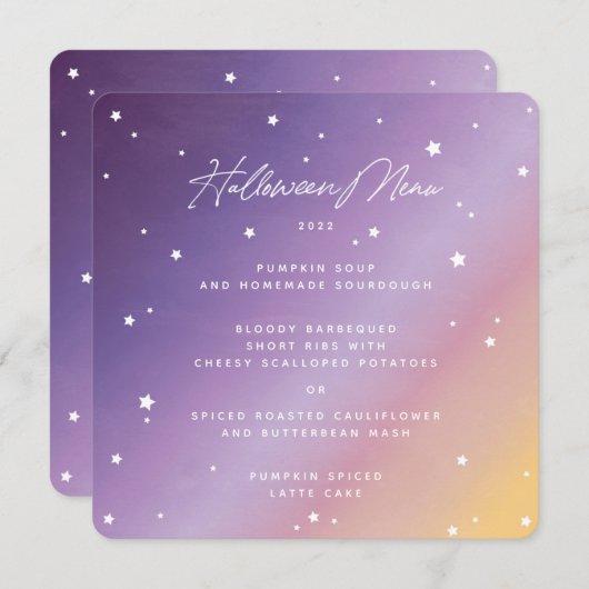 Paarse Zonsondergang en Sterren Vierkant/Ronde Hal Menu (Voorkant / Achterkant)